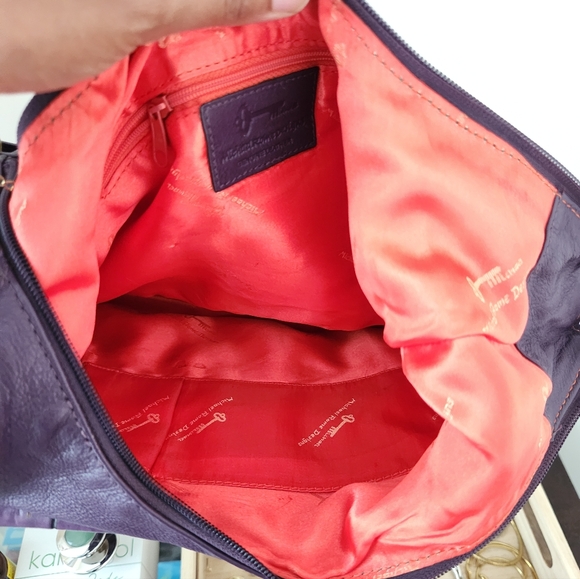 Michael Rome Purple Leather Hand Bag Purse Y2K - Picture 8 of 10